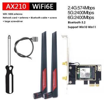 1 Nastavte AX210 Wifi 6E Ploche Bezdrôtovej Sieťovej Karty Bluetooth 5.2 2.4 G/5G/6 G 5374Mbps Tri Band
