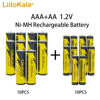 10 Ks LiitoKala NI-MH 1.2 V, AA, 2600mAh/1000mah AAA Nabíjateľné Batérie pri Teplote Zbraň Diaľkové Ovládanie Myši Hračka na Batérie