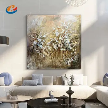 100% Ručne vyrábané hrubé kvet námestie obrázok hnedé obraz krajiny veľké veľkosti, olejomaľba č rám na plátno na stenu dekor