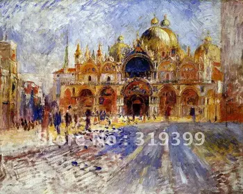 100% ručne vyrábané Pierre Auguste Renoir Reprodukcia olejomaľby na ľanové plátno,piazza san marco benátky,Zdarma Fedex Dopravy,múzeum