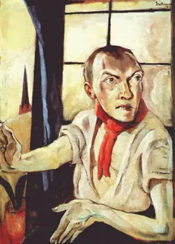 100% ručne vyrábané reprodukcia olejomaľby na ľanové plátno s vysokou kvalitou profesionálny umelec,self-portrait-s-red-šátek-1917