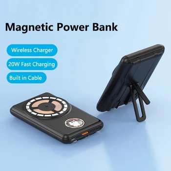 10000mAh Magnetické Bezdrôtová Nabíjačka Power Bank s Káblom Magnetický Krúžok pre iPhone 14 13 12 Samsung Huawei Xiao Mini Powerbank