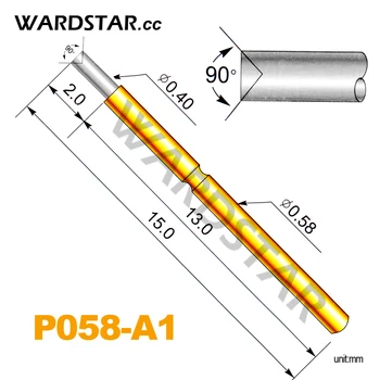 100ks P058-A1 Dia 0,4 mm Jar Test Sondy Pogo Pin Dĺžka 15.0 mm (Mŕtvica Jar Froce:70g)
