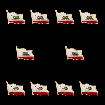 10PCS California State z USA Vlastenectvo Pozlátené Vlajka Klopě Pin Odznak&Brošňa Nosiť Obleky, Doplnky