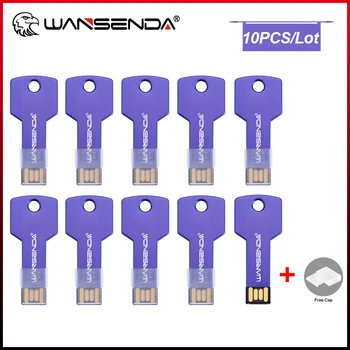 10PCS/Veľa WANSENDA Kľúčom Tvar USB Flash Disk 128GB kl ' úč 4 GB 8 GB 16 GB 32 GB, 64 GB Thumbdrive Reálne možnosti Pamäťový kľúč USB