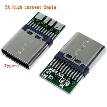 10PCS typ-c24p 5A vysoký prúd PCB dosky 24 pin USB nabíjací konektor matka base 4 letované spoje