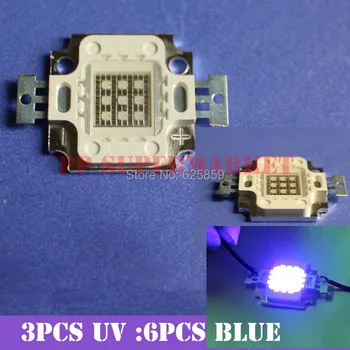 10W Aktinické Hybrid Kráľovská modrá 440-445mm+UV 395-400 high power led žiarovka