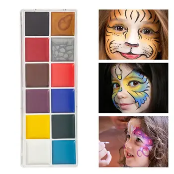 12 Farieb Maliarske Palety Krásy Strany Tetovanie Tvár, Telo Olejové Farby Pigmentu Body Art Maľovanie Halloween Make-Up Nástroj