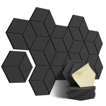 12Pack samolepiace Akustický Panel Hexagon Dizajn Zvuková izolácia Panelov 12 X 10.5 X 0.4 Palcov Zvuková izolácia Foam Stenové Panely