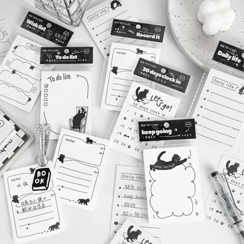 12packs/VEĽA little black cat rad retro creative decoration DIY papier memo pad