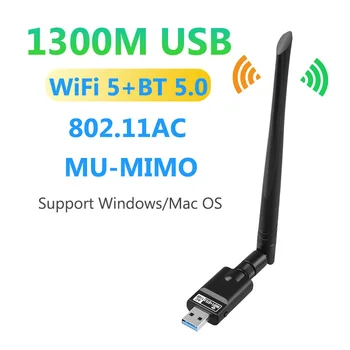 1300Mbps Adaptéra Wifi 2.4 GHz/5.8 GHz Dual Band USB, BT 3.0 5.0 Bezdrôtová Sieťová Karta Wi-Fi Dongle Pre Prenosný POČÍTAČ,