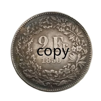 1850 2Fr. Švajčiarsko Strieborné Pozlátené Mince Domova Mince Šťastie Magic Zberateľských Mincí REPLIKA Medaila Mince Vianočné Darčeky