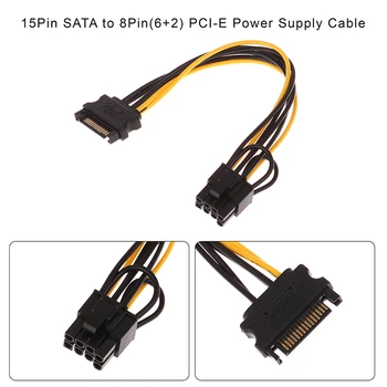 1Pc 15 kolíkový SATA Mužov 8Pin(6+2) PCI-E Napájacieho Kábla 20 cm Grafickú Kartu Power Converter Kábel