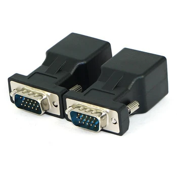 2 Pack VGA Extender Mužov RJ45 CAT5 CAT6 20M Sieťový Kábel, Adaptér COM Port LAN Ethernet Port Konvertor