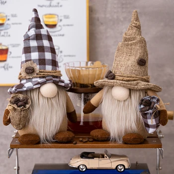 2 ks Káva Gnome Bábika Kuchár Trpaslíci Plnené Plyšové kaviareň Dekorácie pre Dom, Kuchyňa Oblečenie pre Bábiku Christams Dekor pre Domáce
