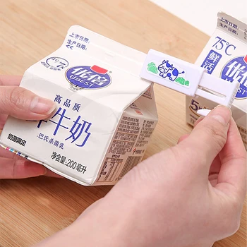 2 ks Plastových Japonský Štýl Mlieko Box Tesnenie Klip Krabicových Nápojov Tesnenie Klip Snack Taška Domácnosť Potraviny Tesnenie Klip