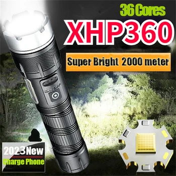 2000Meters 36Cores XHP360 Silný Blesk 26650 USB Nabíjateľné Flash Light Zoomovateľnom Taktická Baterka LED svietidlo Svietidlo