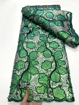 2023 Módne Elegantný Francúzsky Oka Lano Výšivky Flitrami Čipky Textílie Zelená Afriky Nigérijský Kábel Čipky Textílie Pre Svadobné Šaty