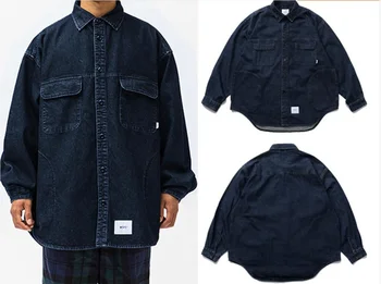 2023 WTAPS denim jacket umývateľný voľné pracovné odevy multi-vrecko vintage WY743