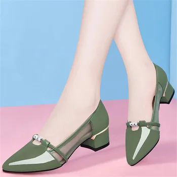 2023 zapato černoch tacon ženy roztomilé sladké vysokej kvality zelená pošmyknúť na päty čerpadlá na stranu dámy bežné pohodlie obuv