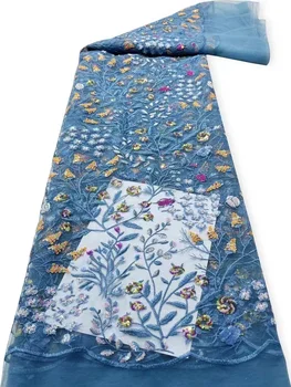 2023 Ťažké Korálkové Čipky Textílie Francúzskej Čipky Tkaniny Pre Svadobné Materiál Ručné Flitrami Tylu Afriky Čipky Pre Luxusné Svadobné Šiť