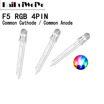 20Pcs 5 mm RGB LED Spoločná Katóda / Spoločná Anóda Tri-Farebné Diódy f5 RGB Rozptýleného / Transparentné Vrcholom pre ardui