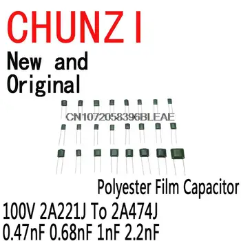 24Value Kondenzátor Auta 660PCS Polyester Film Kondenzátor Najrôznejších Auta Kondenzátory 100V 2A221J Na 2A474J 0.47 nF 0.68 nF 1nF 2.2 nF