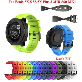 26 22 MM Watchband Popruh Pre Garmin Fenix 5 5X 3 3 H Fenix 6X 6 6S S60 MK1 Sledovať Rýchle Uvoľnenie Silikónové Easyfit potítka Popruh