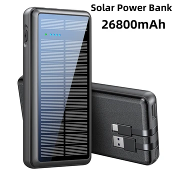 26800mAh Solar Power Bank Prenosné Nabíjačky pre iPhone 14 13 Huawei Samsung Xiao Externé Nabíjanie Batérie Powerbank Poverbank