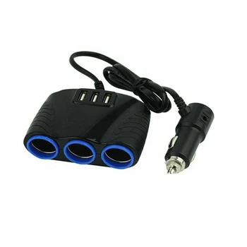 3 Spôsob autozapaľovača Splitter 3-USB Nabíjačka pre Automobilový Plnenie Napájacieho Adaptéra Vozidla Dodávky
