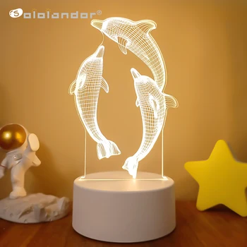 3D Akrylové USB Led Nočné Svetlo Zvierat Série Obrázok Nočného pre Dieťa Dieťa Spálňa Spánku Svetlo Darček pre Domova stolná Lampa