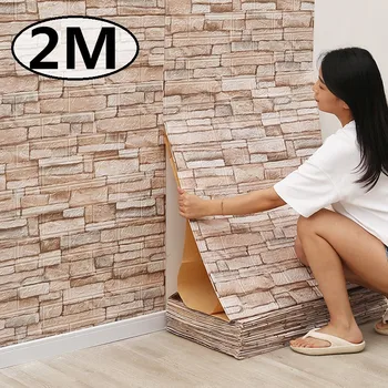 3D Stenové Nálepky 70cmx2m Kontinuálne Retro Imitácia Tehly Tapety Samolepiace Nepremokavé WallcoveringLiving Izba Stenu Decor