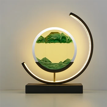 3D Troch-Dimenzionální Quicksand stolná Lampa Tri Farby, LED Svetlo na Čítanie Piesku Maľovanie Lampa presýpacích hodín Ploche Svetlo Domova Darček