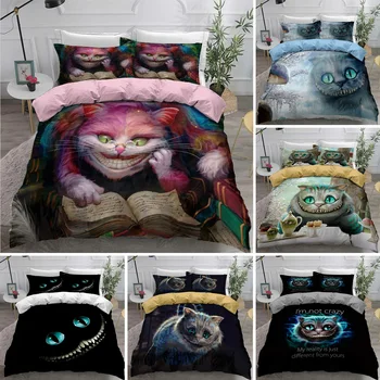 3D Vytlačené Cheshire Cat posteľná bielizeň Nastaviť Perinu Spálňa Cumlík Pokrýva Jedno Dvojča Kráľa Veľkosť Deky Kryt bytový Textil 2/3KS