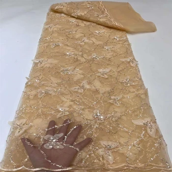 3D kvety Afrického francúzskej čipky textílie dubaj appliques tylu čipky svadobné svadobné/party šaty s čipkou 5 metrov /veľa XC-225