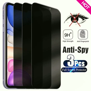 3KS Úplné Pokrytie Anti-Spy Screen Protector Pre iPhone 11 12 13 14 PRO MAX ochrany Osobných údajov Sklo Pre iPhone 14 8 Pro Plus XS Max XR Sklo