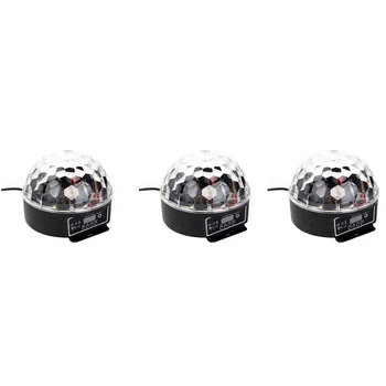 3X LED RGB Crystal Magic Ball Účinok Svetla DMX Disco Dj Stage Svetlo Pre KTV Klub, Pub, Bar Svadobné Zobraziť Hlasom Aktivovaný