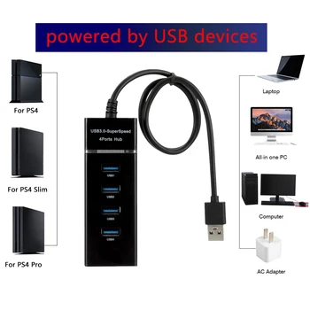4-port USB 3 0 HUB Rozbočovač vysokorýchlostný ROZBOČOVAČ vysokorýchlostné Multi Rozšírenie Pre Stolné PC, Notebook Adaptér USB 3 0 1 4 HUB