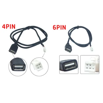 4Pin & 6Pin Auta, USB Kábel, Adaptér Konektor Rozšírenie Black Pre Android Vozidla Rádio Stereo Auto Príslušenstvo, Diely Black 75 cm