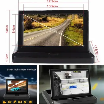 5 Palca TFT LCD, Hd Monitore obojsmerná Av Vstup Cúvaní Spätné Záložný Fotoaparát Skladací Displej