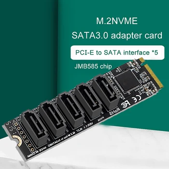 5 Port Rozširujúca Karta Pre SATA III 6GB/S M2 PCIe PH56 M. 2 M-key NVME Počítač Rozšírenie JMB585 Sata 3.0 Karty Adaptéra Príslušenstvo