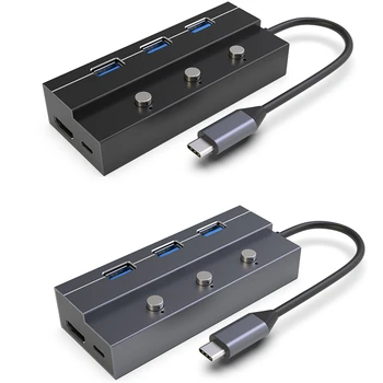 5 Porty USB 3.0 HUB Typ-C Adaptér Dokovacej Stanice kompatibilný s HDMI PD 60W, Rýchle Nabíjanie pre MacBooks Notebook Notebook