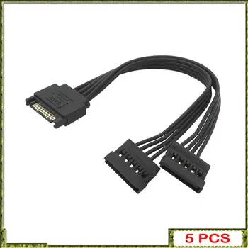 5 ks SATA 15 kolíkový Mužov a Žien Moc Predlžovací Kábel HDD SSD Napájací Kábel Napájania SATA Kábel pre PC 1 Až 2 Rozhranie