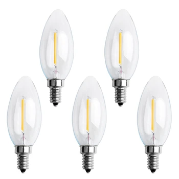 5X Stmievateľné E12 2W KLASU Plameň Sviečky Žiarovky LED Svetlo, Žiarovka, Žiarivka 10 X 3,5 Cm