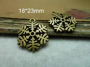 60 ks Snowflake Charms 18*23 mm Antické Bronzové Vianoce Sneh Kvetinové Kúzlo Prívesok - Doprava Zadarmo