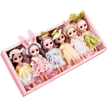 6Pcs Miniatúrne Princezná Batoľa s Šaty Dievčatá Nápadité Predstierať, že Hrať Pocket Playset Zbierku Hračiek pre Dieťa