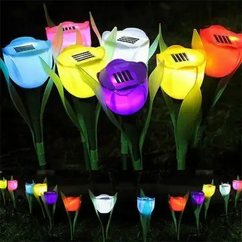 6pcs Led Tulipán Kvet Svetlá Vonkajšie Solárne Ip54 Nepremokavé Farebné Lampy, Záhrada Dvore