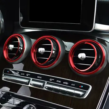 7PC Auto-styling sieťovej Zásuvky Krúžok Dekorácie Klimatizácia Otvory Výbava Nálepky Kryt pre Mercedes Benz C Trieda W205 GLC X253