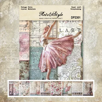 8 Listov A5 Retro Dance Girl Scrapbooking Materiál Strane Účtu Podkladový Materiál Diy Album Album Papiere