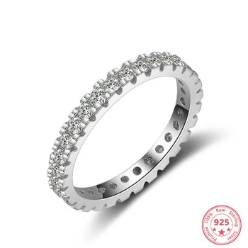925 Sterling Silver Prírodných 1 Karát FL Diamantový Prsteň snubný Prsteň pre ženu Jemné Anillos De Drahokam Bizuteria Šperky Prstene Box